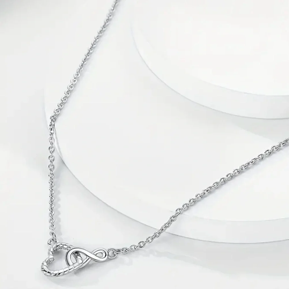 Sterling 925 Silver Hypoallergenic Jewelry Hollow Heart Design Necklace Lovers - Picture 2 of 6